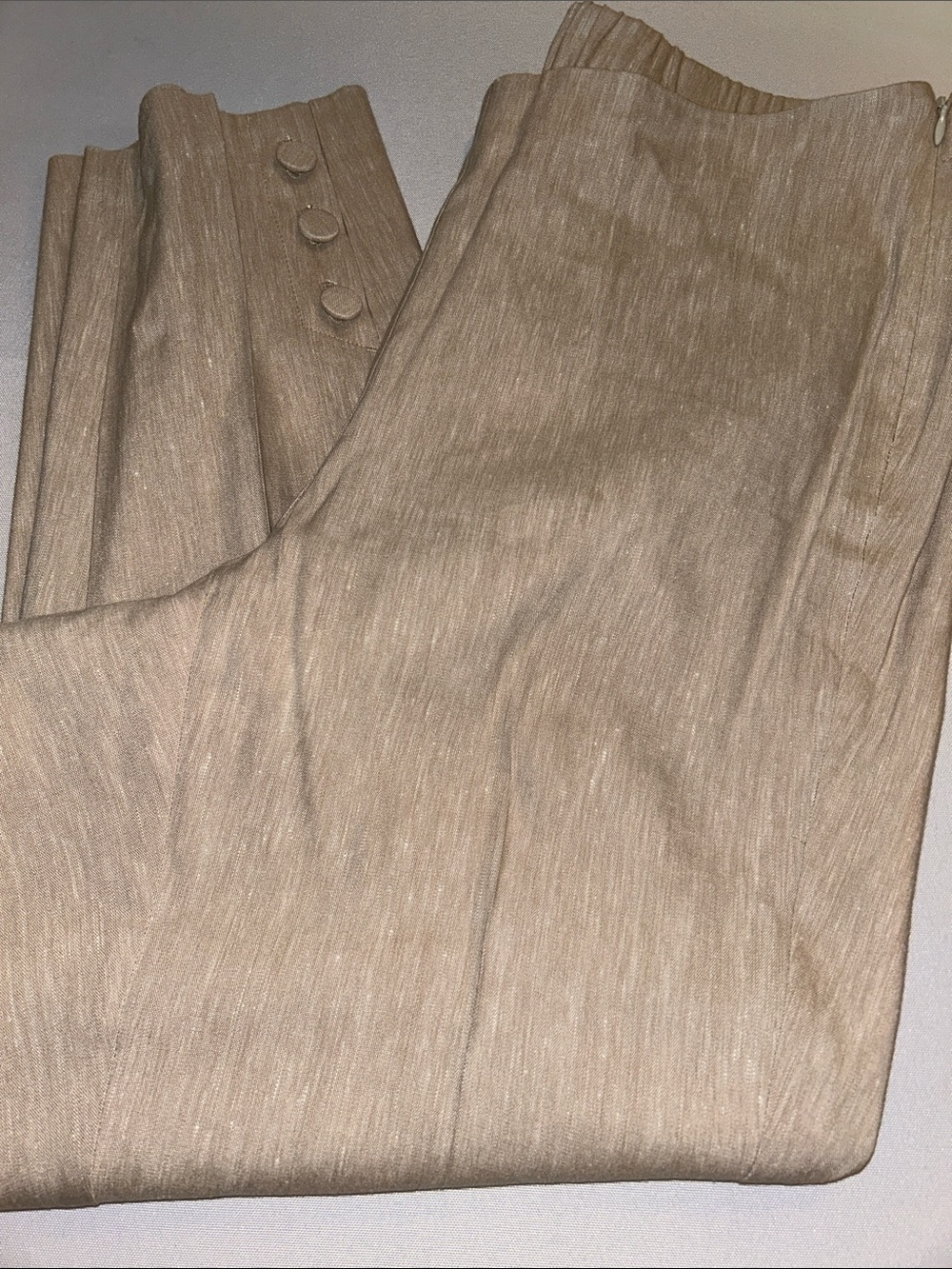 J.Jill EUC Natural Beige Linen Elastic Waist Ankle Pants Pockets Reg $79 1X